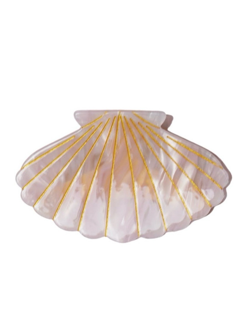 Seashell Pink Hair Clip with Gold Accents large mermaid Shell clip super cute